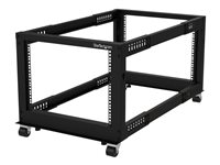 StarTech.com 8U 19" Open Frame Server Rack, 4 Post Adjustable Depth 23-41" Mobile, Free Standing Rolling Network/Computer Equipment Data Rack, Dell PowerEdge, HP ProLiant ThinkServer - Adjustable Server Rack (4POSTRACK8U) - Rack öppen ram - 4 stolpar - golvstående - svart - 8U 4POSTRACK8U