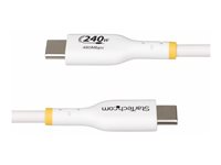 StarTech.com 4m USB C Charging Cable, USB-IF Certified USB-C Cable, 240W - USB-kabel - 24 pin USB-C (hane) till 24 pin USB-C (hane) - USB 2.0 - 48 V - 5 A - 4 m - USB-strömförsörjning (240W), utökat effektområde (EPR), Stöd för Power Delivery 3,1, halogenfri, passiv - vit USB2EPR4MW