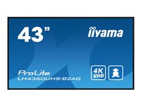 iiyama ProLite LH4360UHS-B2AG - 43" Diagonal klass (42.5" visbar) LED-bakgrundsbelyst LCD-skärm - digital skyltning - med inbyggd SoC-mediespelare - Android - 4K UHD (2160p) 3840 x 2160 - kant-LED - svart LH4360UHS-B2AG
