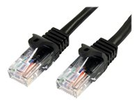 StarTech.com Cat5e patchkabel med hakfria RJ45-kontakter – 2 m, svart - Patch-kabel - RJ-45 (hane) till RJ-45 (hane) - 2 m - UTP - CAT 5e - formpressad, hakfri - svart 45PAT2MBK