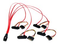 StarTech.com 50cm Internal Serial Attached SCSI Mini SAS Cable - SFF8087 to 4x SFF8482 - Internal Mini SAS Cable (SAS808782P50) - Intern SAS-kabel - SAS 6Gbit/s - 36 stifts 4i Mini MultiLane (P) till SATA-ström, 29-stifts intern SAS (SFF-8482) - 50 cm - röd SAS808782P50