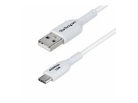 StarTech.com 3ft (1m) White USB-A to USB-C Charging Cable/Cord, M/M - USB-kabel - USB (hane) till USB-C (hane) - USB 2.0 - 3 A - 1 m - halogenfri, passiv, ladda och synka, USB Fast Charge (15W) - vit USB2AC1MNCWHE