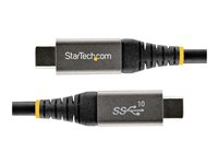 StarTech.com 1 m USB C-kabel 10 Gbit/s - USB-IF-certifierad USB-C-kabel - USB 3.1/3.2 Gen 2 Type-C kabel - 100 W (5A) Power Delivery-laddning, DP alt-läge - USB C till C-kabel - Laddning och synkronisering - USB-kabel - 24 pin USB-C (hane) till 24 pin USB-C (hane) - USB 3.2 Gen 2 / DisplayPort 1.4 /Thunderbolt 3 - 1 m - stöd för 4K - svart, grå USB31CCV1M
