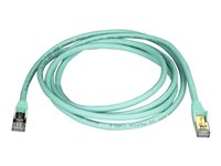 StarTech.com 2m CAT6A Ethernet Cable, 10 Gigabit Shielded Snagless RJ45 100W PoE Patch Cord, CAT 6A 10GbE STP Network Cable w/Strain Relief, Aqua, Fluke Tested/UL Certified Wiring/TIA - Category 6A - 26AWG (6ASPAT2MAQ) - Patch-kabel - RJ-45 (hane) till RJ-45 (hane) - 2 m - STP - CAT 6a - formpressad, hakfri - havsblå 6ASPAT2MAQ