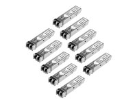 StarTech.com 10 pack HPE J4858C Compatible SFP Module, 1000BASE-SX, 1GbE Multi Mode (MMF) Fiber Optic Transceiver, 1 Gigabit Ethernet SFP, LC Connector, 550m, 850nm, DDM, HPE 1400, 1700, 1820 - Lifetime Warranty (J4858C10PKST) - SFP-sändar/mottagarmodul (mini-GBIC) (likvärdigt med: HP J4858C) - 1GbE - 1000Base-SX - LC multiläge - upp till 550 m - 850 nm (paket om 10) - för HPE 1700, 2610, 6120, Switch XL 10/100/1000; HPE Aruba 2530, 2930F 24, 2930F 48, 5406 J4858C10PKST