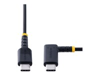 StarTech.com 6in (15cm) USB C Charging Cable Right Angle, 60W PD 3A, Heavy Duty Fast Charge USB-C Cable, USB 2.0 Type-C, Durable and Rugged Aramid Fiber, S20/iPad/Pixel - High Quality USB Charging Cord (R2CCR-15C-USB-CABLE) - USB-kabel - 24 pin USB-C (hane) rak till 24 pin USB-C (hane) högervinklad - USB 2.0 - 3 A - 15 cm - svart R2CCR-15C-USB-CABLE