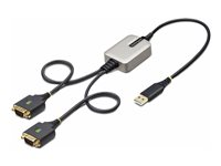 StarTech.com 2ft (60cm) 2-Port USB to Serial Adapter Cable, Interchangeable DB9 Screws/Nuts, COM Retention, USB-A to DB9 RS232, FTDI, Level-4 ESD Protection, Windows/macOS/ChromeOS/Linux - Rugged TPE Construction (2P1FFC-USB-SERIAL) - USB / seriell kabel - USB (hane) till DB-9 (hane) - 60 cm - svart 2P1FFC-USB-SERIAL