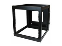 StarTech.com 12U Hinged Open Frame Wall Mount Server Rack - 4 Post 22 in. Depth Network Equipment Rack Cabinet - 140 lbs capacity (RK1219WALLOH) - Rack - väggmontering - svart - 12U - 22" RK1219WALLOH