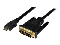 StarTech.com 1m (3.3 ft) Mini HDMI to DVI Cable, DVI-D to HDMI Cable (1920x1200p), 19 Pin HDMI Mini (C) Male to DVI-D Male, Digital Monitor Cable Adapter M/M, Single Link, Black - Mini HDMI to DVI Adapter - Adapterkabel - DVI-D hane till 19 pin mini HDMI Type C hane - 1 m - skärmad - svart - för P/N: MSTCDP122HD HDCDVIMM1M