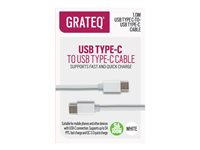 GRATEQ - USB-kabel - 24 pin USB-C (hane) till 24 pin USB-C (hane) - 5 A - 1 m - vit 85056QC