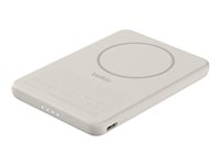 Belkin BoostCharge - Power bank - slim, magnetisk - 5000 mAh - 7.5 watt - Fast Charge (USB-C) - på kabel: USB-C - sand BPD020HQSA