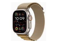 Apple Watch Ultra 2 - 49 mm - naturlig titan - smart klocka med Alpine Loop - textil - brun - bandstorlek: S - 64 GB - LTE, Wi-Fi 4, UWB, Bluetooth - 4G - 61.4 g MX4E3KS/A