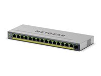NETGEAR Easy Smart GS116EP - Switch - L3 - smart - 1 x 10/100/1000 + 15 x 10/100/1000 (PoE+) - skrivbordsmodell, väggmonterbar - PoE+ (180 W) GS116EP-100EUS