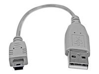 StarTech.com 6 in. USB to Mini USB Cable - USB 2.0 A to Mini B - Gray - Mini USB Cable (USB2HABM6IN) - USB-kabel - USB (hane) till mini-USB typ B (hane) - USB 2.0 - 15 cm - grå - för P/N: USB2002EXT2, USBEXTAA10BK, USBEXTAA3BK, USBEXTAA6BK, USBPLATE4 USB2HABM6IN