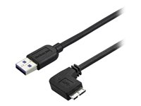 StarTech.com Smal Micro USB 3.0-kabel - M/M - högervinklad Micro USB - 0,5 m - USB-kabel - Micro-USB typ B (hane) till USB typ A (hane) - USB 3.0 - 50 cm - formpressad, högervinklad kontakt - svart USB3AU50CMRS