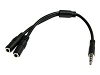 StarTech.com 4 Position to 2x 3 Position 3.5mm Headset Splitter Adapter - Headset-delare - 4-poligt minijack hane till minijack hona - 20 cm - svart - för P/N: DK30A2DH, DK30CHDDPPD, DK30CHDPPDUE, MST30C2HDPPD, USB3SMDOCK4K, USB3VDOCKD MUYHSMFF