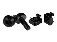 Startech M6x12 mm - skruvar och korgmuttrar - 50-pack, svart - Skruvar och muttrar för rack - svart - för P/N: RACK-18U-20-WALL-OA, RACK-21U-20-WALL-OA, RACK-24U-20-WALL-OA, RK12OD2, RK3236BKF CABSCREWM6B