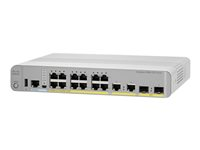 Cisco Catalyst 3560CX-12PD-S - Switch - Administrerad - 12 x 10/100/1000 (PoE+) + 2 x kombinations-SFP+ - skrivbordsmodell, rackmonterbar, DIN-skenmonterbar, väggmonterbar - PoE+ (240 W) - rekonditionerad WS-C3560CX12PDS-RF