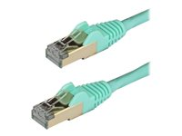 StarTech.com 50cm CAT6A Ethernet Cable, 10 Gigabit Shielded Snagless RJ45 100W PoE Patch Cord, CAT 6A 10GbE STP Network Cable w/Strain Relief, Aqua, Fluke Tested/UL Certified Wiring/TIA - Category 6A - 26AWG (6ASPAT50CMAQ) - Patch-kabel - RJ-45 (hane) till RJ-45 (hane) - 50 cm - STP - CAT 6a - hakfri - havsblå 6ASPAT50CMAQ