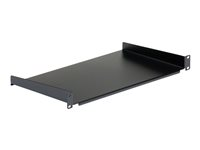 StarTech.com 1U Fast serverhylla med rackfäste - 25 cm djupt universellt, fribärande fack i stål för 19-tums AV/nätverksutrustningsrack och skåp - Kraftigt stål - Viktkapacitet 20 kg, svart - Hylla för rack - svart - 1U - 10" CABSHELF1U10