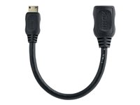 StarTech.com 5in Mini HDMI to HDMI Adapter, 4K High Speed HDMI Adapter, 4K 30Hz Ultra HD High Speed HDMI Adapter, HDMI 1.4, Gold Plated Connectors, UHD Mini HDMI Adapter 4K, Black - Mini HDMI to HDMI Converter - HDMI-adapter - HDMI hona till 19 pin mini HDMI Type C hane - 1.3 cm - skärmad - svart - för P/N: HDMM30CM HDACFM5IN
