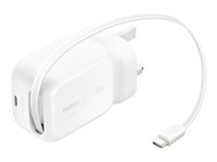 Belkin UltraCharge - Strömadapter - återkallbar GAN - 45 watt - Fast Charge - 2 utdatakontakter (USB-C) - vit WCH023MYWH