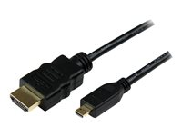 StarTech.com 3m High Speed HDMI® Cable with Ethernet - HDMI to HDMI Micro - M/M - 3 Meter HDMI (A) to HDMI Micro (D) Cable (HDADMM3M) - HDMI-kabel med Ethernet - HDMI hane till 19 pin micro HDMI Type D hane - 3 m - skärmad - svart HDADMM3M