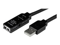 StarTech.com 25 m aktiv USB 2.0-förlängningskabel - M/F - USB-förlängningskabel - USB (hona) till USB (hane) - USB 2.0 - 25 m - aktiv - svart - för P/N: SVA5H2NEUA, UUSBOTG USB2AAEXT25M
