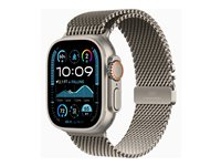 Apple Watch Ultra 2 - 49 mm - naturlig titan - smart klocka med milanesisk loop - bandstorlek: L - 64 GB - LTE, Wi-Fi 4, UWB, Bluetooth - 4G - 61.4 g MX5T3KS/A