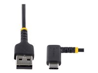 StarTech.com 6in (15cm) USB A to C Charging Cable Right Angle, Heavy Duty Fast Charge USB-C Cable, USB 2.0 A to Type-C, Durable and Rugged Aramid Fiber, 3A, S20/iPad/Pixel - High Quality Short USB Charging Cord (R2ACR-15C-USB-CABLE) - USB-kabel - USB (hane) rak till 24 pin USB-C (hane) högervinklad - Thunderbolt 3 / USB 2.0 - 3 A - 15 cm - svart R2ACR-15C-USB-CABLE