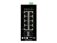 Eaton Tripp Lite series 8-Port Managed Industrial Gigabit Ethernet Switch - 10/100/1000 Mbps, 2 GbE SFP Slots, -40° to 75°C, DIN Mount - Switch - Administrerad - 8 x 10/100/1000 + 2 x gigabit SFP (upplänk) - DIN-skenmonterbar - DC power - TAA-kompatibel NGI-M08C2