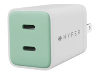 Targus HyperJuice - Strömadapter - GaN - 45 watt - 2 utdatakontakter (2 x USB-C) - vermillion orange - Europa HJ1201OGEU