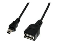 StarTech.com 1 ft Mini USB 2.0 Cable - USB A to Mini B F/M - USB cable - USB (F) to mini-USB Type B (M) - USB 2.0 - 1 ft - black - USBMUSBFM1 - USB-kabel - USB (hona) till mini-USB typ B (hane) - USB 2.0 - 30 cm - svart USBMUSBFM1