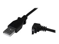 StarTech.com Down Angle Mini USB Cable - 2m - Black - USB A to Mini USB B - USB to Mini USB Cable - Mini USB Charger - USB A to Mini B (USBAMB2MD) - USB-kabel - USB (hane) till mini-USB typ B (hane) - USB 2.0 - 2 m - 90° kontakt, formpressad - svart USBAMB2MD