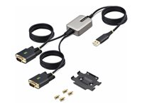 StarTech.com 13ft (4m) 2-Port USB to Serial Adapter Cable, Interchangeable DB9 Screws/Nuts, COM Retention, USB-A to DB9 RS232, FTDI, Level-4 ESD Protection, Windows/macOS/ChromeOS/Linux - Rugged TPE Construction (2P6FFC-USB-SERIAL) - USB / seriell kabel - USB (hane) till DB-9 (hane) skruvbar - 4 m - svart 2P6FFC-USB-SERIAL