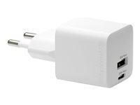 dbramante1928 re-charge - Strömadapter - 30 Watt - PD - 2 utdatakontakter (USB, 24 pin USB-C) - vit - Europa CH18EUWH7082