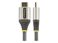 StarTech.com 20in (0.5m) Premium Certified HDMI 2.0 Cable with Ethernet, High-Speed Ultra HD 4K 60Hz HDMI Cable HDR10, ARC, HDMI Cord For Ultra HD Monitors, TVs, Displays, w/ TPE Jacket - Durable HDMI Video Cable (HDMMV50CM) - Premium hög hastighet - HDMI-kabel med Ethernet - HDMI hane till HDMI hane - 50 cm - skärmad - grå, svart - passiv, 4K60Hz (3840 x 2160) stöd HDMMV50CM