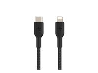 Belkin BoostCharge - Lightning-kabel - 24 pin USB-C hane till Lightning hane - 1 m - svart - USB-strömförsörjning (18W) CAA004BT1MBK