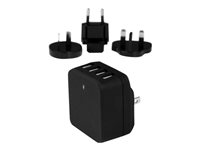 StarTech.com 4-Port Travel USB Wall Charger - 34W/6.8A International Travel Adapter - Portable USB Charging Station (USB4PACBK) - Strömadapter - 34 Watt - 6.8 A - 4 utdatakontakter (USB) - svart - för P/N: USBLT1MW, USBLT1MWS, USBLT2MBR, USBLT2MW, USBLT30CMW, USBLTM1MBK, USBLTM1MWH USB4PACBK