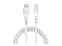 GRATEQ PRO - USB-kabel - USB typ A (hane) till 24 pin USB-C (hane) - 3 A - 1.5 m - snabbladdning - vit 86001GC
