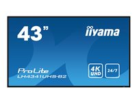 iiyama ProLite LH4341UHS-B2 - 43" Diagonal klass (42.5" visbar) LED-bakgrundsbelyst LCD-skärm - digital skyltning - 4K UHD (2160p) 3840 x 2160 - svart, glättat LH4341UHS-B2