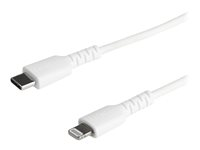 StarTech.com 2m tålig, vitt USB-C till Blixtkabel - Hård, tålig aramifiber USB typ A till Blixtladdare/synkron strömsladd - Apple MFi-certifierad iPad/iPhone 12 - Lightning-kabel - Lightning hane till 24 pin USB-C hane - 2 m - vit RUSBCLTMM2MW