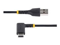 StarTech.com 6ft (2m) USB A to C Charging Cable Right Angle, Heavy Duty Fast Charge USB-C Cable, USB 2.0 A to Type-C, Durable and Rugged Aramid Fiber, 3A, S20/iPad/Pixel - High Quality USB Charging Cord (R2ACR-2M-USB-CABLE) - USB-kabel - USB (hane) rak till 24 pin USB-C (hane) högervinklad - Thunderbolt 3 / USB 2.0 - 3 A - 2 m - USB Power Delivery (60W) - svart R2ACR-2M-USB-CABLE