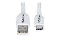 StarTech.com 3m (9.8ft) White USB-A to USB-C Charging Cable/Cord, M/M - USB-kabel - USB (hane) till 24 pin USB-C (hane) - USB 2.0 - 3 A - 3 m - ladda och synka, halogenfri, passiv, USB Fast Charge (15W) - vit USB2AC3MNCWHE