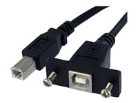 StarTech.com 3 ft Panel Mount USB Cable B to B - F/M - Panel Mount USB Extension USB-B Female to USB-B Male Adapter Cable - USB-B (F) Port (USBPNLBFBM3) - USB-kabel - USB typ B (hane) till USB typ B (hona) - USB 2.0 - 90 cm - formpressad - svart - för P/N: USB2HAB10, USB2HAB15, USB2HAB30AC, USB2HAB50AC, USB2HAB6, USB2HABM1, USB2HABM6RA USBPNLBFBM3