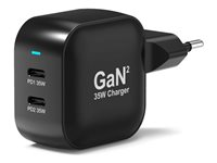 PORT Connect - Strömadapter - GaN II - 35 Watt - 3 A - PD 3.0 - 2 utdatakontakter (2 x USB-C) 902035PEU