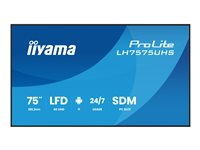 iiyama ProLite LH7575UHS-B2AG - 75" Diagonal klass (74.5" visbar) LED-bakgrundsbelyst LCD-skärm - digital skyltning - med inbyggd mediespelare, SDM Slot PC - 4K UHD (2160p) 3840 x 2160 - svart (ram), matt finish LH7575UHS-B2AG