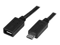 StarTech.com Micro-USB Förlängningskabel - M/F - 0,5 m - USB-förlängningskabel - mikro-USB typ B (hane) till mikro-USB typ B (hona) - USB 2.0 - 50 cm - svart USBUBEXT50CM