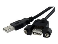 StarTech.com 3 ft Panel Mount USB Cable A to A F/M - Panel Mount USB Extension USB A-Female to A-Male Adapter Cable 3ft - USB-A (F) Port (USBPNLAFAM3) - USB-förlängningskabel - USB (hona) till USB (hane) - USB 2.0 - 91.4 cm - svart - för P/N: UUSBOTG USBPNLAFAM3