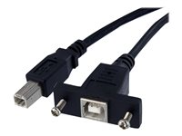 StarTech.com 1 ft Panel Mount USB Cable B to B - F/M - USB cable - USB Type B (F) to USB Type B (M) - USB 2.0 - 1 ft - molded, thumbscrews - black - USBPNLBFBM1 - USB-kabel - USB typ B (hona) till USB typ B (hane) - USB 2.0 - 30 cm - formpressad, tumskruvar - svart - för P/N: USB2HAB10, USB2HAB15, USB2HAB30AC, USB2HAB50AC, USB2HAB6, USB2HABM1, USB2HABM6RA USBPNLBFBM1